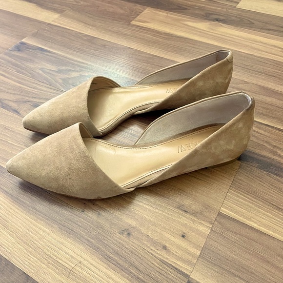 J Crew Zoe suede D’Orsay Flat in light tan size 6.5